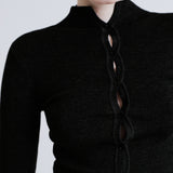 The Merino Multi Button Cropped Cardi - Black