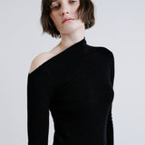 The Merino Angular Neck Sweater - Black